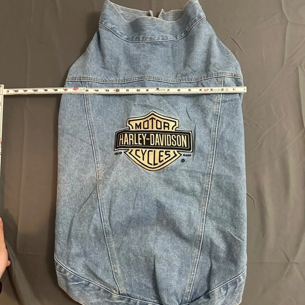 Vintage 2001 Harley Davidson Dog‎ Jacket Vest XL Embroidered Logo Snap Denim